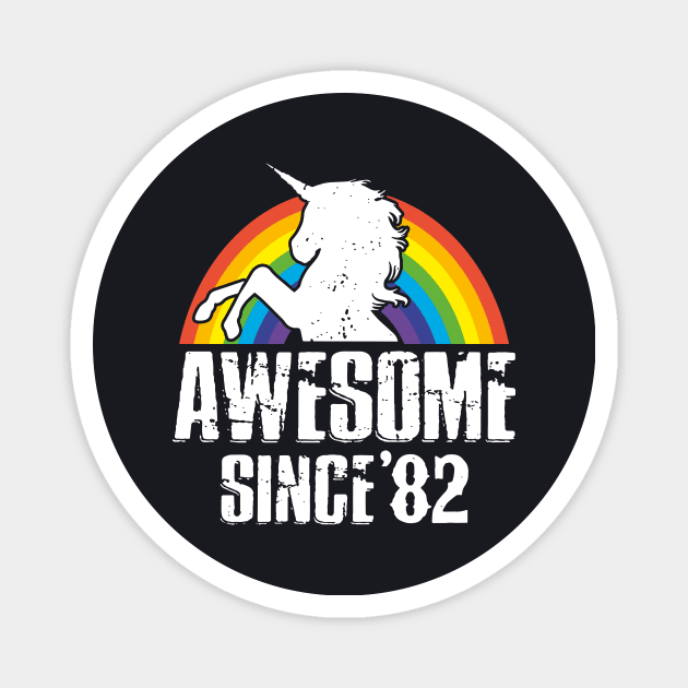 Unicorn Awesome Since 82 Love Rainbow Horse Magnet by huepham613